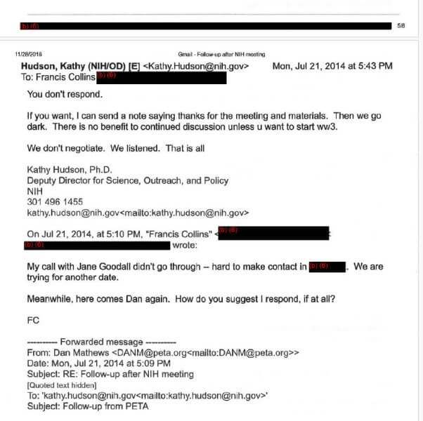 Screencap showing an email from Kathy Hudson.