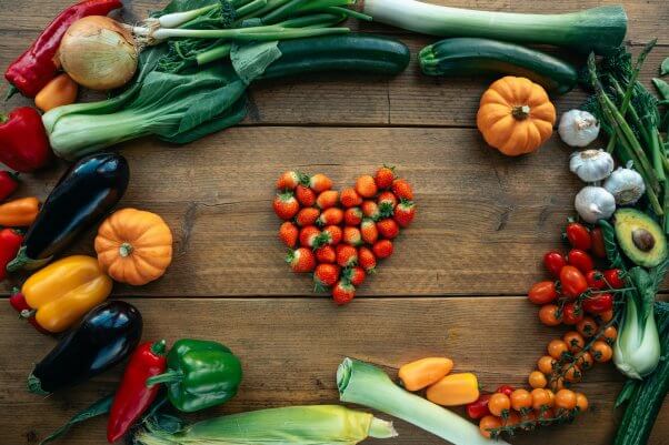 fruit and veggie heart vegan relationship